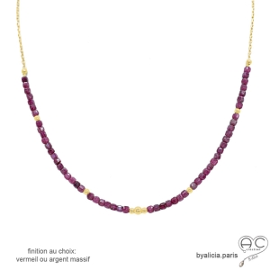 ras de cou rouge femme collier délicat artisanal rubis et vermeil