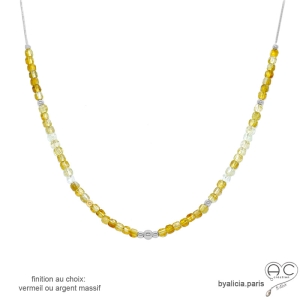 citrine et argent ras de cou femme collier créateur raffiné minimaliste intemporel artisanal fait en France