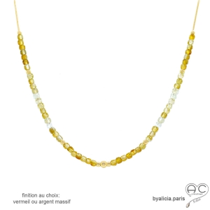 citrine et vermeil ras de cou femme collier créateur raffiné minimaliste intemporel artisanal fait en France