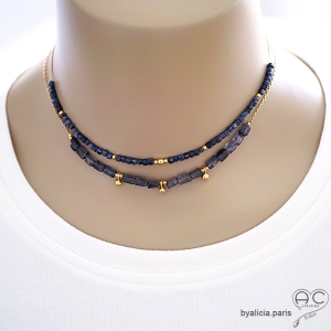 ras de cou femme saphir bijoux artisanales pierres bleues créateur