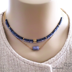 bijoux bleues ras du cou saphir collier créateur délicat discret pierre précieuse bleu fait sur mesure en France