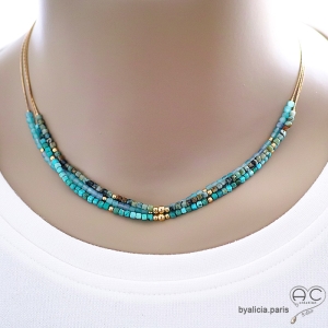 bijoux turquoise ras de cou pierre turquoise minimaliste femme artisanal fait en France