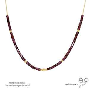 ras de cou grenat or vermeil collier créateur rouge raffiné discret minimaliste fait sur mesure en France