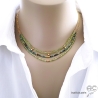 bijoux vertes femme collier ras du cou pierre naturelle verte peridot or artisanal délicat raffiné