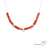 ras de cou femme cornaline, pampilles argent massif, collier raffiné pierre semi-précieuse orange, artisanal