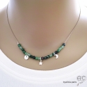 Collier rubis zoîsite, pampilles étoile et lune, argent massif, fait main, création by Alicia