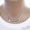 Collier violet femme améthyste lavande cube pampilles étoile et lune argent massif fait main création by Alicia