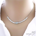 Collier aigue-marine, argent massif, pierre semi-précieuse bleue, fait man, création by Alicia