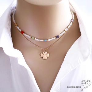 collier ras du cou pierres naturelles multicouleur fait main sur-mesure en France