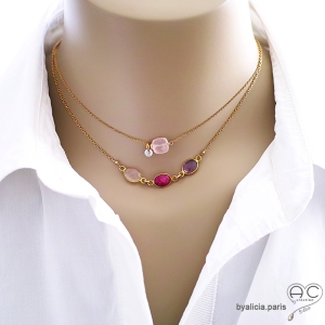 ras de cou rose collier créateur fait sur-mesure quartz rose or femme discret raffiné