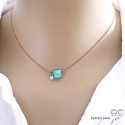 Collier fin amazonite et petit brillant en cristal sur une chaîne en plaqué or, fait main, création by Alicia
