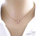 Collier fin pierre de soleil et petit brillant en cristal sur une chaîne en plaqué or, fait main, création by Alicia