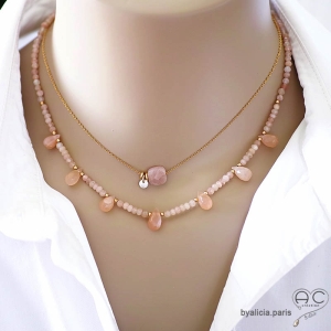 bijoux créateur pierre de soleil or collier ras du cou femme raffiné fait main sur-mesure en France