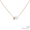 ras de cou blanc femme agate petit brillant chaîne plaqué or collier minimaliste artisanal fait main sur-mesure