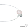 pierre quartz rose argent collier rose ras du cou femme minimaliste raffiné artisanal