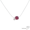 ras de cou rubis petit brillant chaîne argent massif rhodié collier rouge femme délicat minimaliste artisanal fait en France