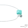 pierre amazonite argent collier ras du cou femme minimaliste délicat artisanal fait a l'atelier en France