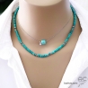 bijoux créateur femme pierre turquoise argent collier ras de cou artisanal fait main sur-mesure en France