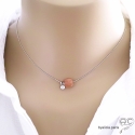 Collier fin pierre de soleil et petit brillant en cristal sur une chaîne en argent massif rhodié, fait main, création by Alicia