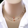 bijoux artisanaux créateur pierre beige-orange argent collier ras de cou femme fait main sur-mesure en France