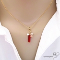 Pendentif breloque cornaline, plaqué or et gri-gri en pierre semi-précieuse, collier, fait main, créations by Alicia