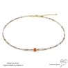 choker collier ras du cou femme pierre naturelle orange marron