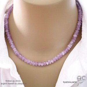ras de cou violet femme collier pierre améthyste artisanal fait main sur mesure en France