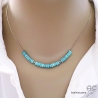 Collier turquoise ras de cou femme pierre turquoise sur une chaîne en argent 925 rhodié fait main création by Alicia