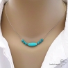 ras de cou femme turquoise sur une chaîne en argent 925 rhodié fait main création by Alicia