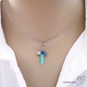 Pendentif breloque jaspe impérial, argent massif et gri-gri en pierre semi-précieuse, collier, fait main, créations by Alicia