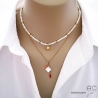 bijoux créateur artisanaux collier ras du cou pendentif blanc et rouge or fabriqué à la main en France