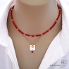 bijou collier ras du cou pendentif nacre corail or femme artisanal raffiné fait sur mesure