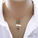 Collier, pendentif labradorite et perle de culture baroque bâton, plaqué or, pierre naturelle, création by Alicia