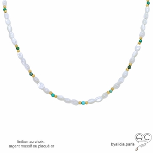 ras de cou blanc femme collier nacre plaqué or ou argent fabriqué à la main en France