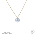 Collier pendentif nacre ronde et amazonite, chaîne fine, ras de cou, bohème chic, fait man, création by Alicia