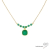 ras de cou vert femme pierre onyx vert agate verte plaqué or collier choker artisanal fait main en France