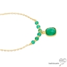 pierre onyx verte agate verte ras de cou choker vert plaqué or délicat femme fait sur mesure en France