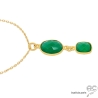 ras de cou pierrre verte femme pendentif onyx verte plaqué or fanriqué à la main en France