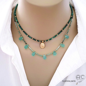 bijoux artisanaux collier ras de cou choker créateur pierres vertes émeraud agate verte fait à la main en France