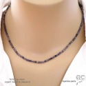 Saphir d\'eau, collier fin, chaine en pierre naturelle bleue, iolite, fait main, création by Alicia