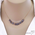 Collier perles d\'eau douce gris-bleu irisée sur une chaîne en vermeil, fait main, création by Alicia