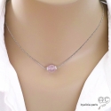 Collier améthyste lavande, argent massif, pierre naturelle violette, fait main, création by Alicia