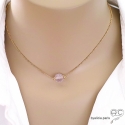 Collier améthyste lavande, plaqué or, pierre naturelle violette, fait main, création by Alicia