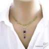 bijoux artisanaux créateur femme en argent améthyste peridot collier pendentif ras de cou choker pierre naturelle