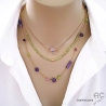 bijoux créateur artisanaux sautoir collier ras du cou choker femme pierres naturelles violet vert améthyste peridot