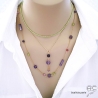 bijoux sautoir collier ras de cou choker en pierres semi précieuses violet et vert artisanaux