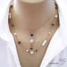 bijoux créateur artisanaux en pierres naturelles blanc et bleu plaqué or collier ras de cou choker sautoir femme