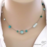 pierre amazonite et turquoise collier ras de cou sautoir femme argent avec pierres verte bleue fait sur mesure en France