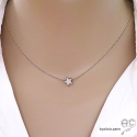 Collier étoile en hématite, pierre naturelle sur une chaîne serpent en argent 925 rhodié, ras de cou, création by Alicia
