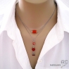 bijoux créateur collier ras du cou choker pendentif femme en pierre orange cornaline et argent massif fait main sur mesure